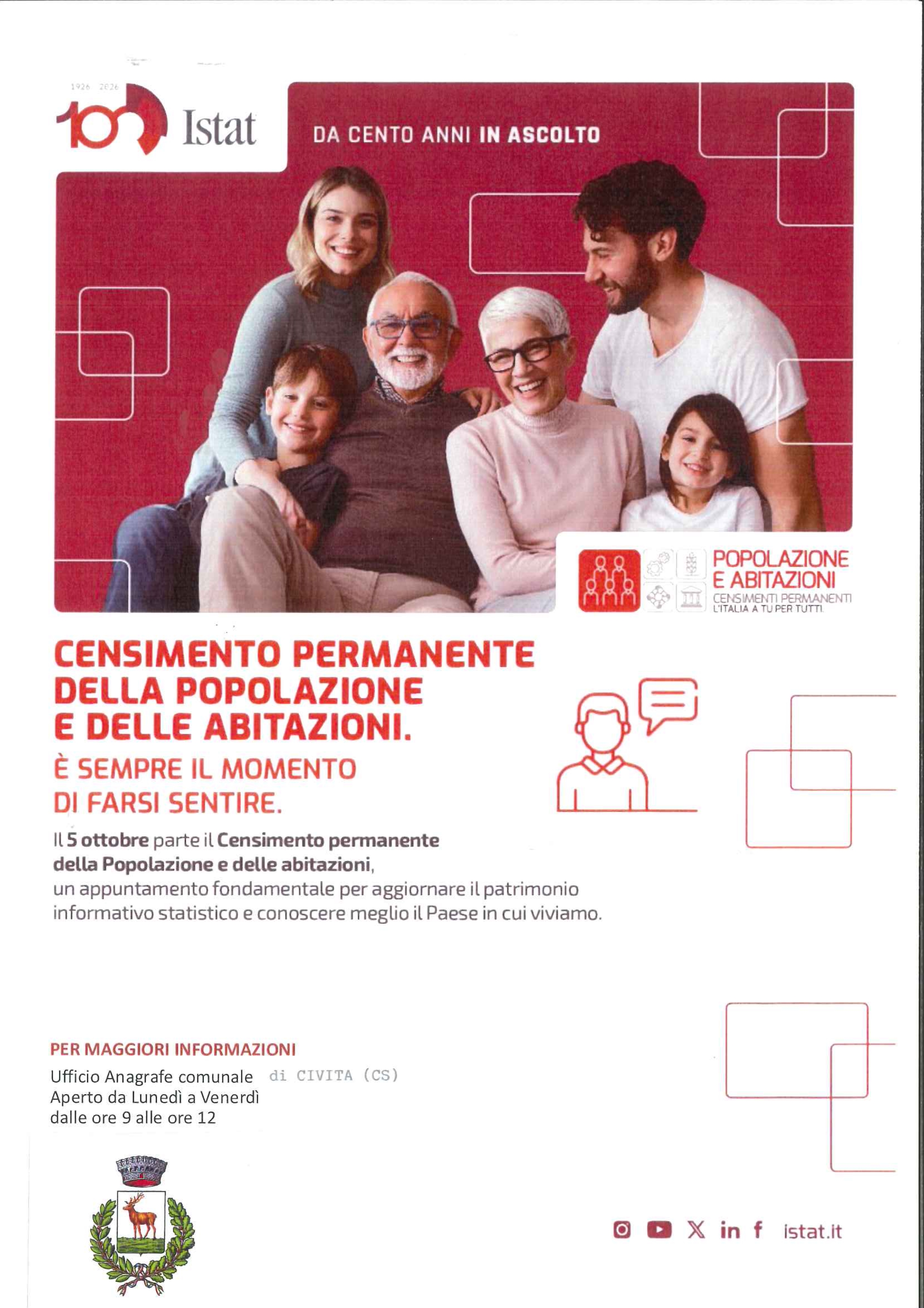 ISTAT - Censimento della Popolazione e delle abitazioni  - Anno 2026 -